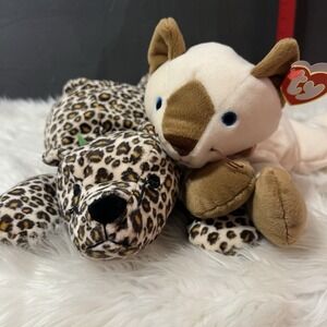 1996 13" Ty The Pillow Pals Collection Cat Plushes Freckles & Meow‎ Set of 2